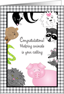 Congratulations Veterinarian Rehabilitation Clinic Animals card