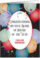 Custom Name Intern Of The Year Award Balloons card
