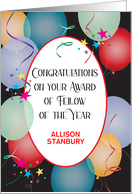 Custom Name Fellow Of The Year Balloons card