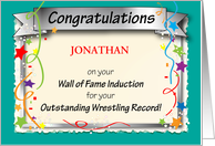 Custom Name Wrestling Wall Of Fame Induction card