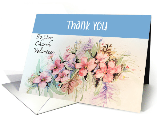 Thank You Church Volunteer Watercolor Flowers card (1750740)