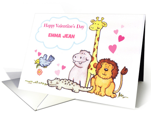 Jungle Animal Theme Custom Name Valentine card (1753868)