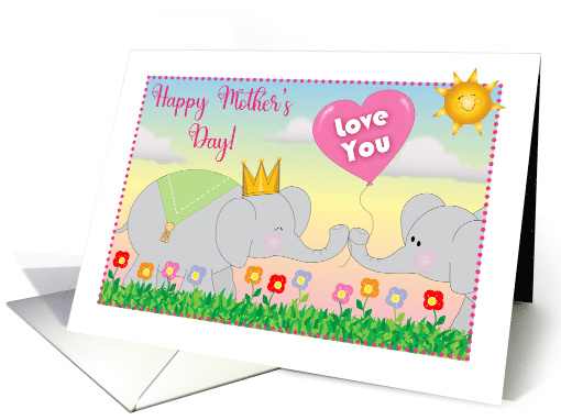 Mother's Day Elephant Theme Heart Balloon card (1760060)