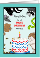 Custom Name Exterminator Birthday Cartoon Animals card
