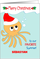 Custom Name Swimmer Octopus card