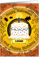Custom Name Happy Halloween Birthday card