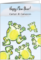 Custom New Year’s Day Jumping Frogs Theme card