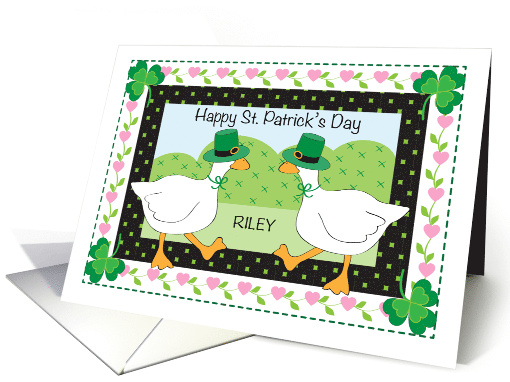 Custom Name St Patrick's Day Geese card (1808514)