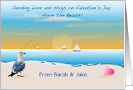 Custom Name Valentine’s Day From The Beach card