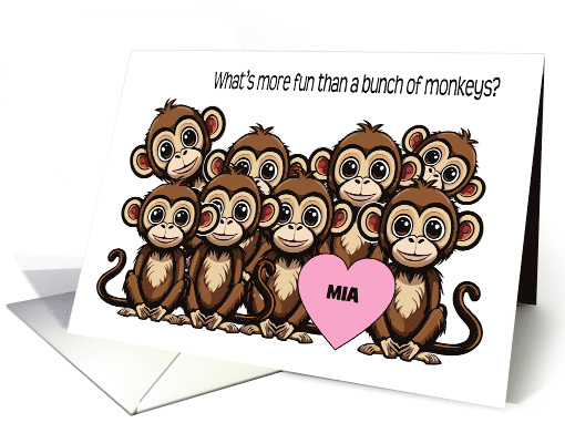 Custom Name Monkeys Valentine card (1812438)