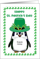 Custom St Patrick’s Day Penguin Shamrocks card