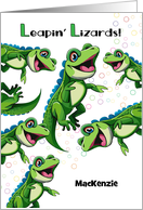 Custom Leap Year Birthday Lizards card