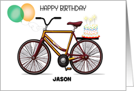 Custom Name Bicycle Birthday Balloons Cake card