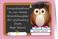 Congratulations Custom Name Great Granddaughter Graduation card