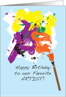 Happy Birthday to Artist, Paint Brush card