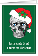 Christmas Goth Skull Santa Hat card