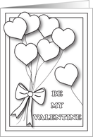Valentine’s Day Coloring Card Heart Balloons card