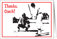 Thank You Baseball Coach Black and White Drawing card