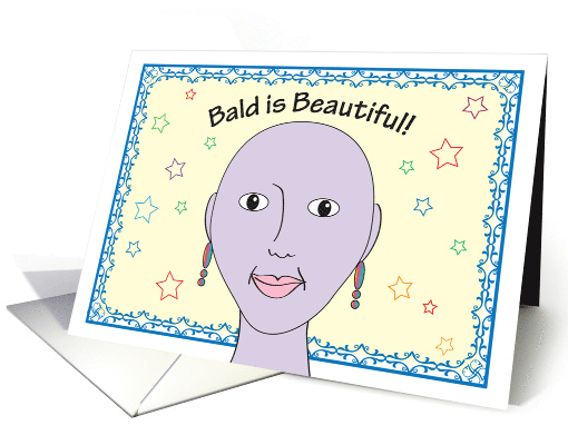 Bald is Beautiful Bald Lady Cancer card (581280)