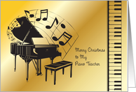 Christmas for Piano Teacher, Grand Piano, Keyboard card