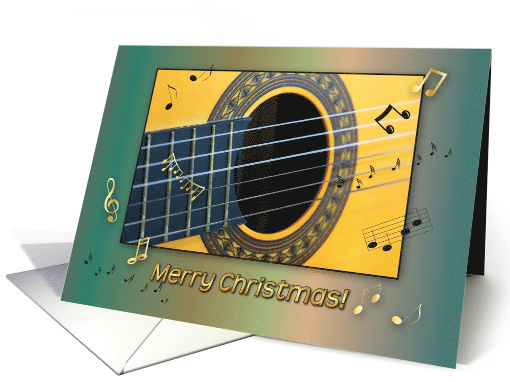 Christmas / Guitar Teacher, musical notes card (688928)