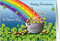 St Patrick’s Day Anniversary Rainbow Pot Of Gold card
