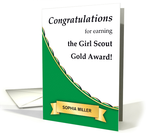 Congratulations Custom Name Girl Scouts Gold Award card (779886)