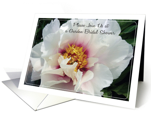 Invitations / To Garden Bridal Shower, white peony card (832944)
