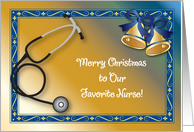 Christmas To Favorite Nurse, Stethoscope card