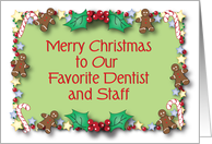 Christmas, To Dentist and Staff, gingerbread, holly card