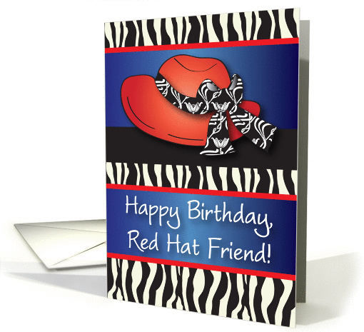Birthday / To Red Hat Friend, zebra pattern card (864722)