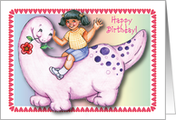 Birthday / To Girl Dinosaur Fan, pink dino card