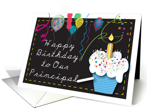 Birthday / To School Principal, cupcake, balloons card (877129)