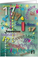Happy Birthday Seventeen Year Old Text Candle card