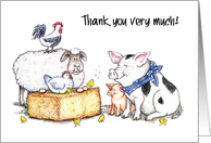 Thank You, Farm Animals Theme card