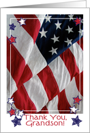 Thank you, Grandson, Military, US flag card