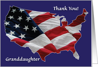 Thank You Granddaughter Military US Flag card