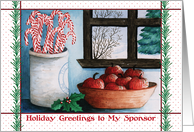 Christmas, to Sponsor, watercolor, candy canes, apples card