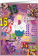 Birthday, 15 yr. old girl, colorful text card
