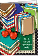 Thank you, for Teacher’s Aide, books, apples card