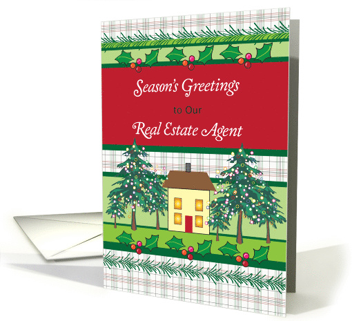 Business Christmas, for Real Estate Agent, House, Trees card (941500)