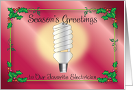 Business Christmas, to Electrician card