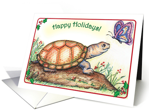 Christmas, Happy Turtle and Butterfly card (942304)