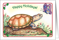 Christmas, Happy Turtle and Butterfly card
