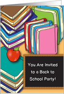 Invitation to Back to School Party, books card
