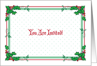 Invitation to Christmas Lunch, holly border card