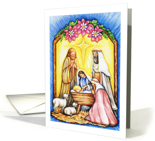 Religious Christmas, Nativity, Jesus in manger card (947079)