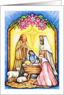Merry Christmas to Priest, nativity scene card