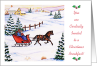 Christmas Breakfast Invitation, horse, sleigh card