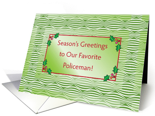 Christmas for Policeman, green background card (951959)
